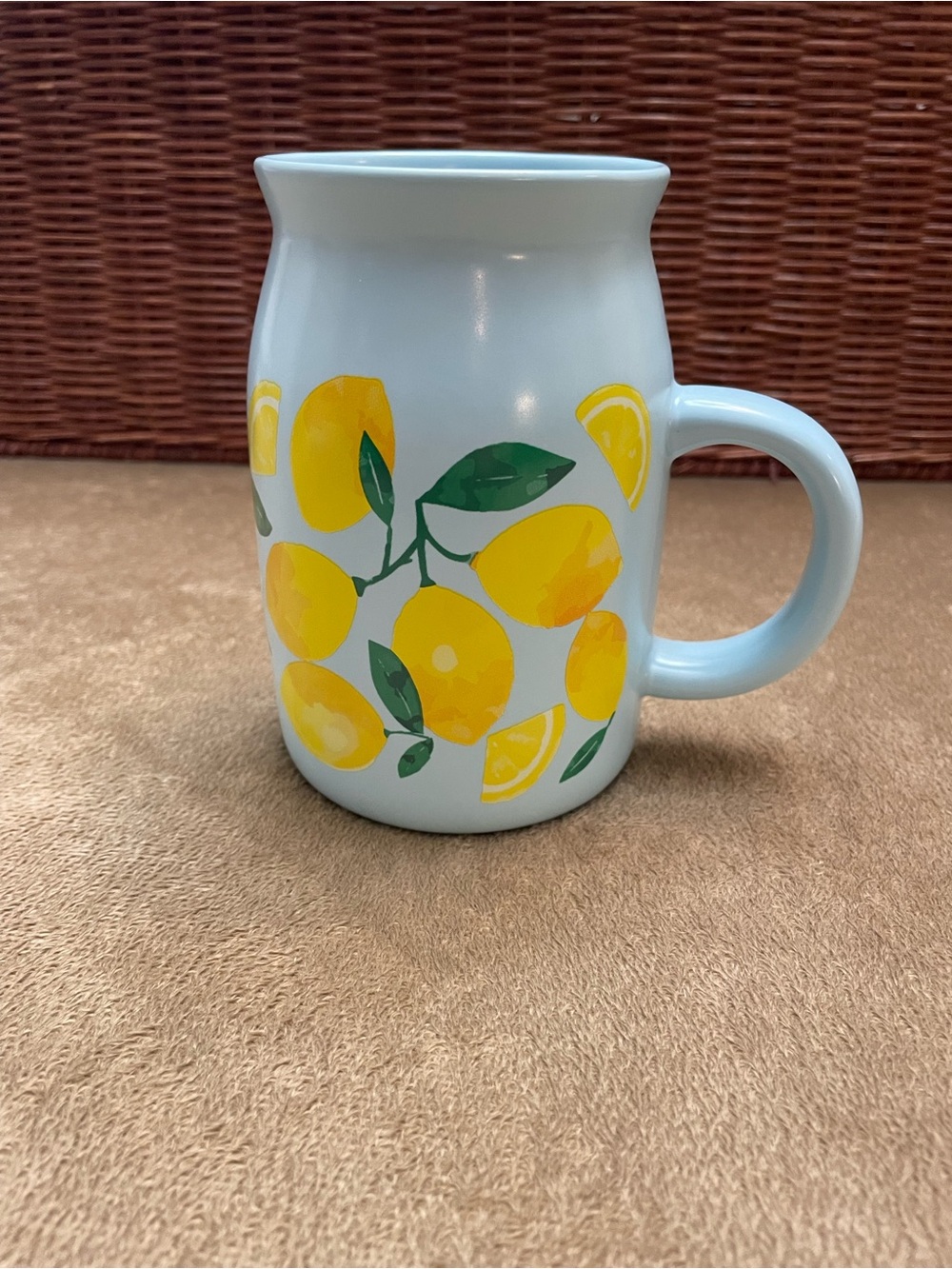 Pfaltzgraff White Mug with Yellow Lemon Motif and Green Leaves